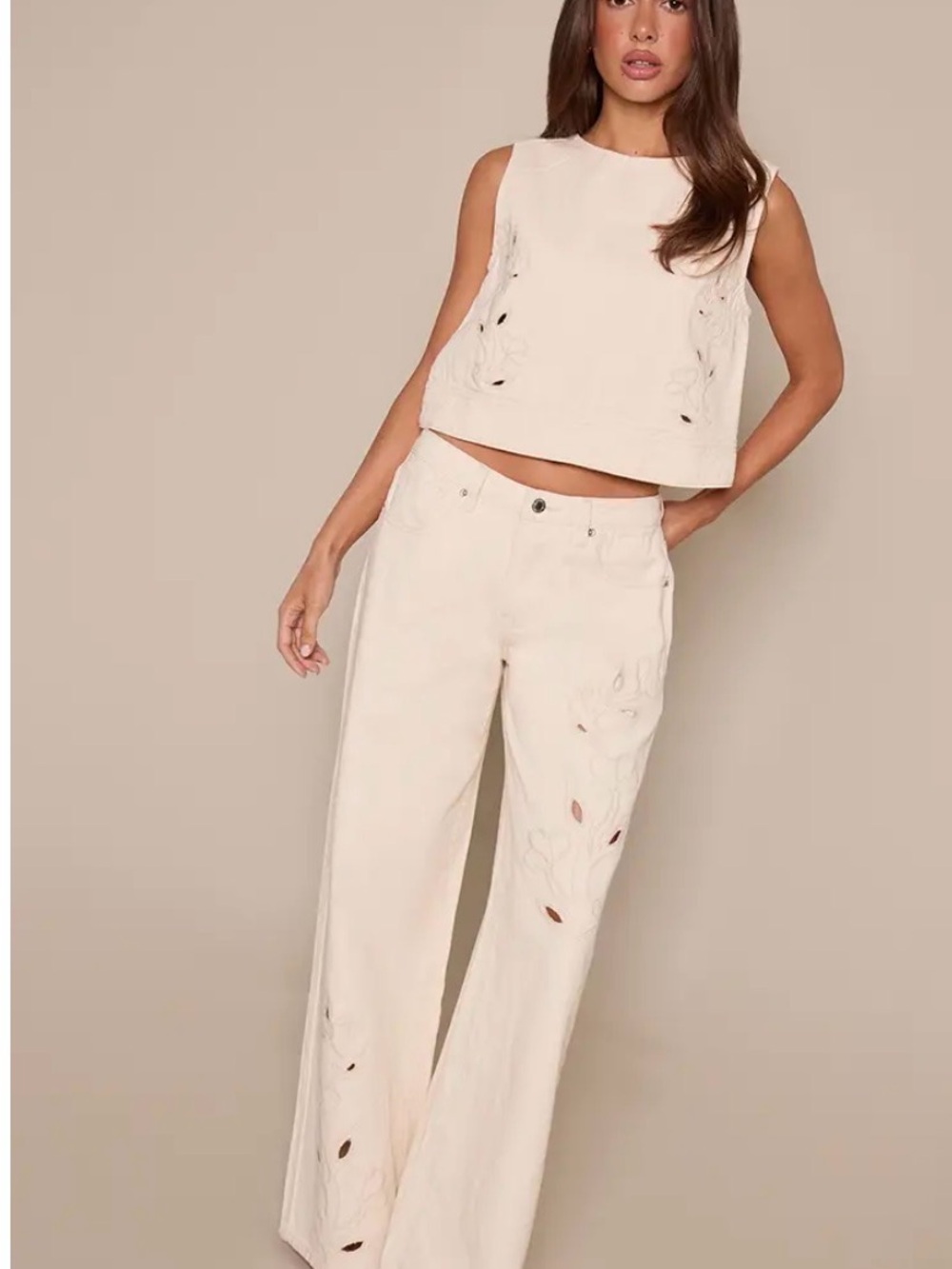 NEW WITH TAGS PLT embroidered cut out denim set (US 8)